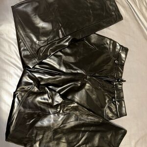 SHEIN Shiny Black Faux Leather Trousers
